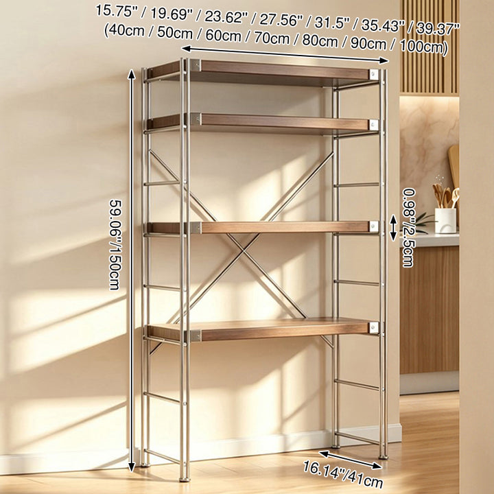 Minimalist Rolling Multi-Tier Storage Shelf - With Adjustable Particleboard Shelves For Kitchen &amp; Living Room