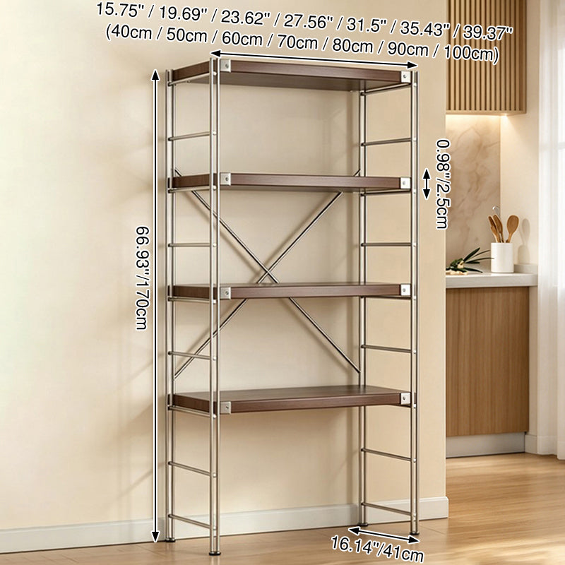 Minimalist Rolling Multi-Tier Storage Shelf - With Adjustable Particleboard Shelves For Kitchen &amp; Living Room