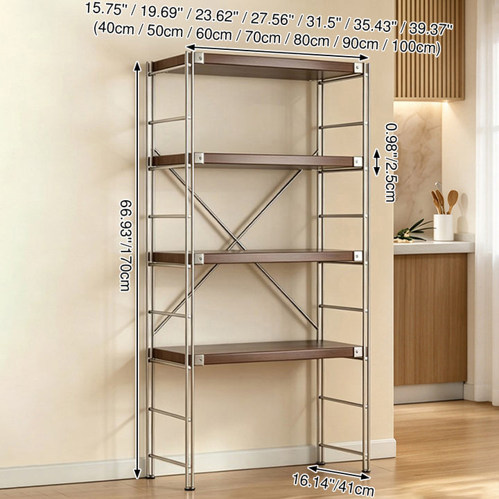 Minimalist Rolling Multi-Tier Storage Shelf - With Adjustable Particleboard Shelves For Kitchen &amp; Living Room