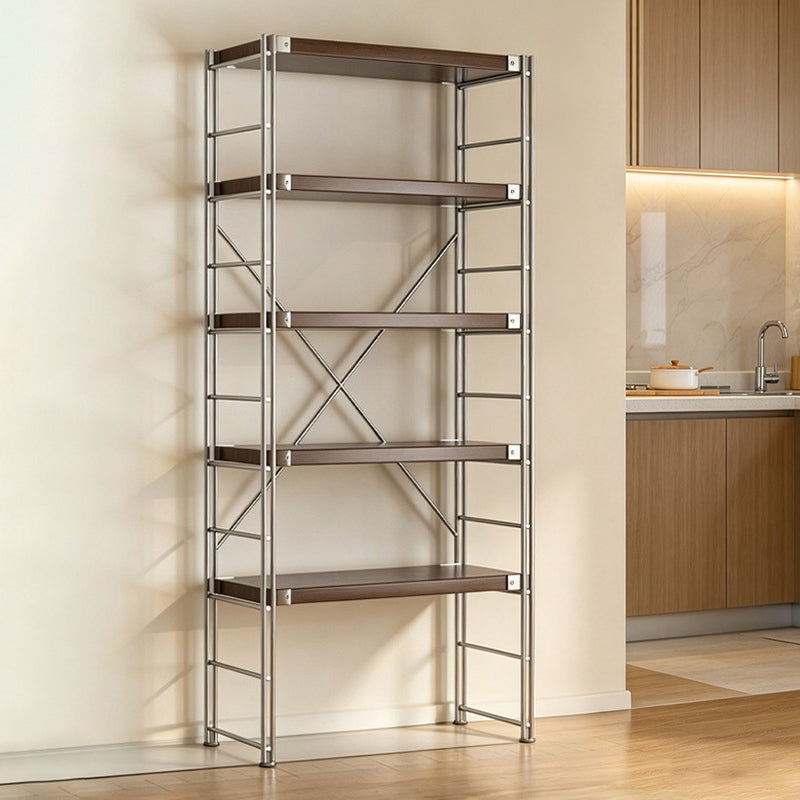 Minimalist Rolling Multi-Tier Storage Shelf - With Adjustable Particleboard Shelves For Kitchen &amp; Living Room