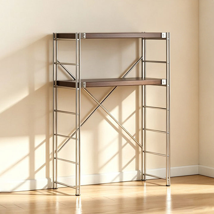 Minimalist Rolling Multi-Tier Storage Shelf - With Adjustable Particleboard Shelves For Kitchen &amp; Living Room
