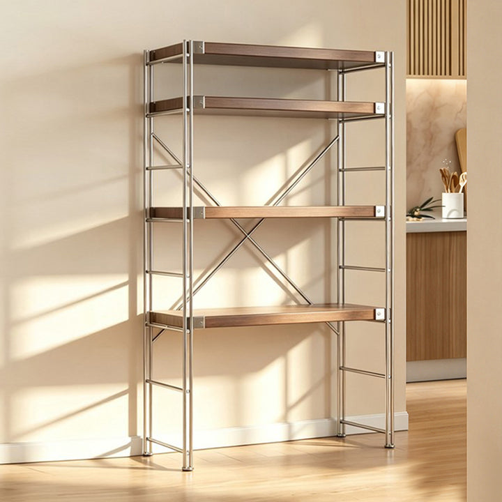 Minimalist Rolling Multi-Tier Storage Shelf - With Adjustable Particleboard Shelves For Kitchen &amp; Living Room