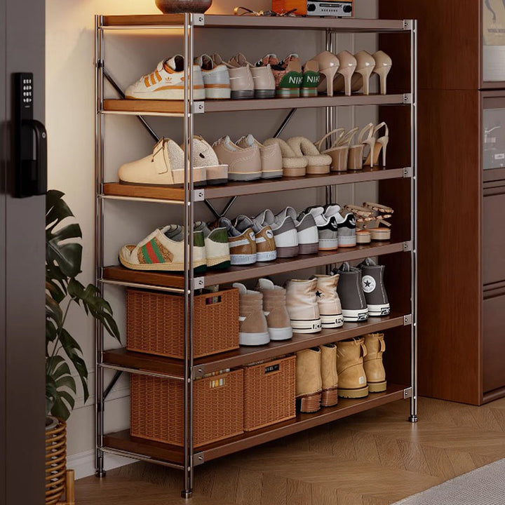Industrial Rectangular 5/6/7/8/9/10/11-Tier Shoe Storage Rack - With Removable Particleboard Shelves For Entryway