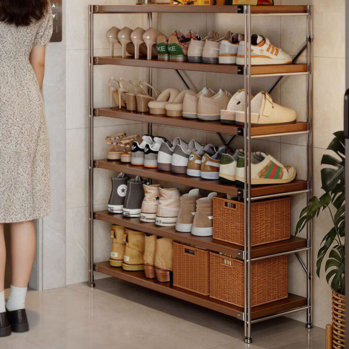 Industrial Rectangular 5/6/7/8/9/10/11-Tier Shoe Storage Rack - With Removable Particleboard Shelves For Entryway