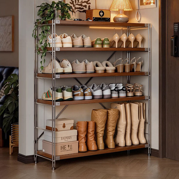 Industrial Rectangular 5/6/7/8/9/10/11-Tier Shoe Storage Rack - With Removable Particleboard Shelves For Entryway
