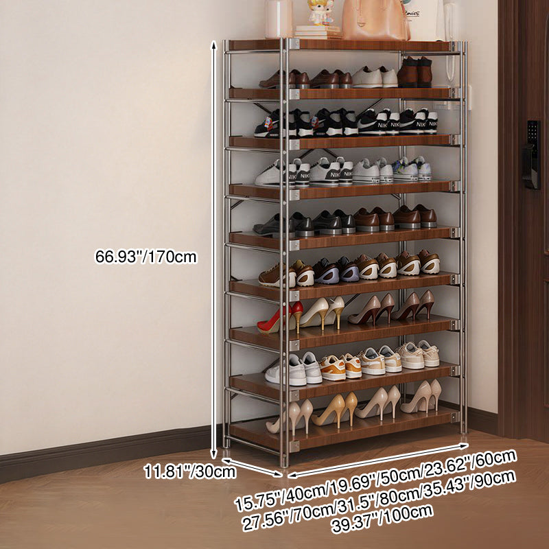 Industrial Rectangular 5/6/7/8/9/10/11-Tier Shoe Storage Rack - With Removable Particleboard Shelves For Entryway
