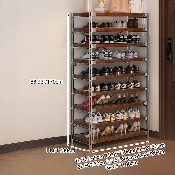 Industrial Rectangular 5/6/7/8/9/10/11-Tier Shoe Storage Rack - With Removable Particleboard Shelves For Entryway