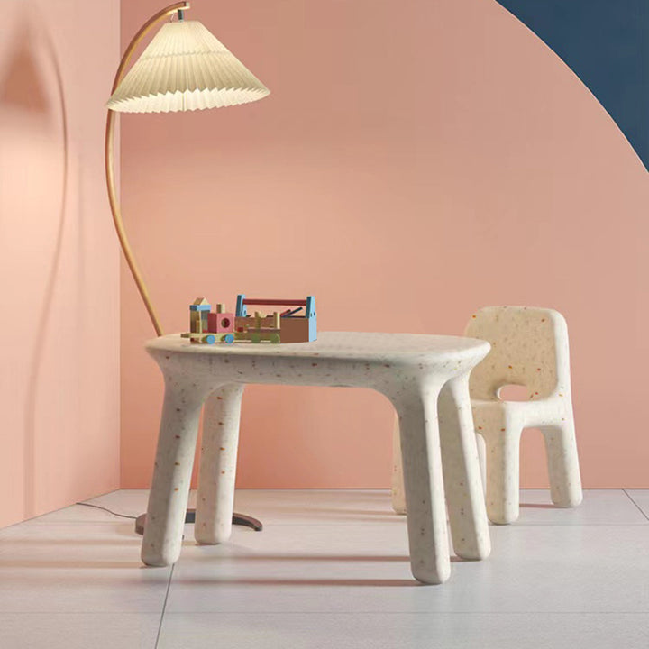 Contemporary Nordic PE Oval Kids Colorful Safe Desk &amp; Chair Set For Living Room &amp; Study