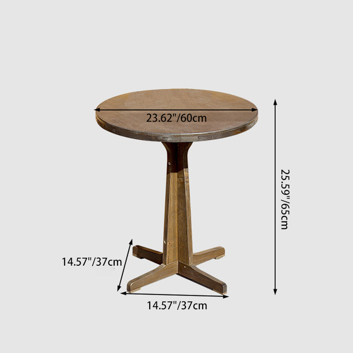Zeitgenössisches Retro-Massivholz-Sperrholz- und Eisen-Rund-Quadrat-Couchtisch- und Stuhlset für Balkon und Wohnzimmer 