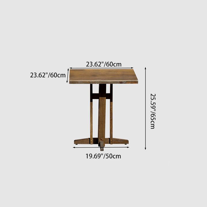 Zeitgenössisches Retro-Massivholz-Sperrholz- und Eisen-Rund-Quadrat-Couchtisch- und Stuhlset für Balkon und Wohnzimmer 
