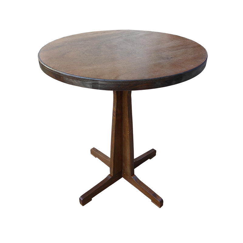Contemporary Retro Solid Wood & Iron Round Square Coffee Table And Chair Set For Balcony & Living Room