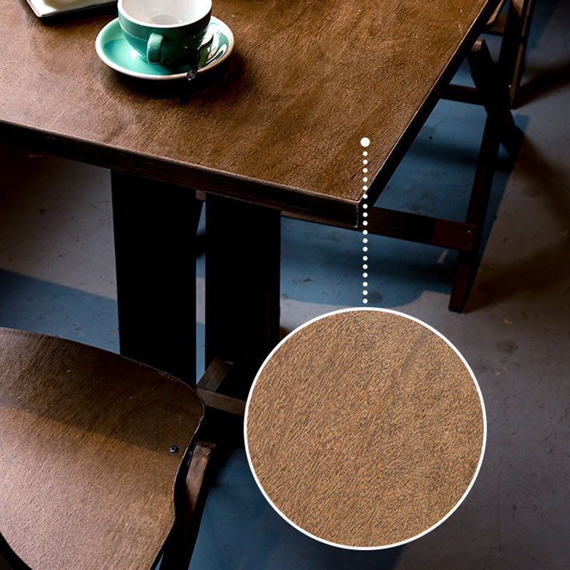 Zeitgenössisches Retro-Massivholz-Sperrholz- und Eisen-Rund-Quadrat-Couchtisch- und Stuhlset für Balkon und Wohnzimmer 