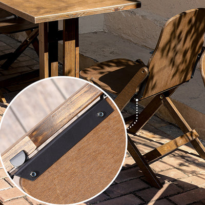Contemporary Retro Solid Wood & Iron Round Square Coffee Table And Chair Set For Balcony & Living Room