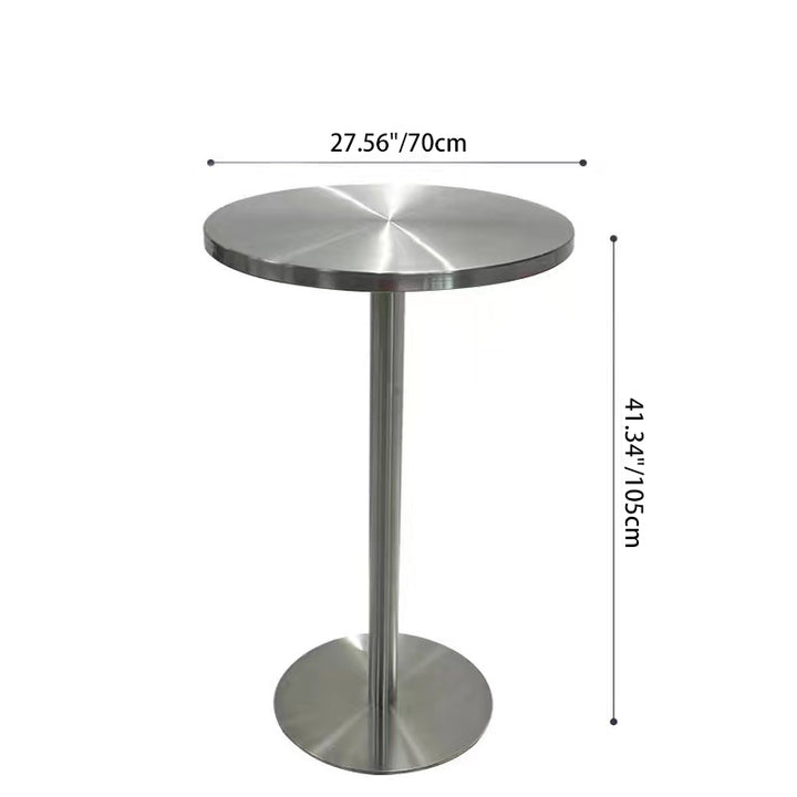 Contemporary Industrial Stainless Steel Round Tall Coffee Table &amp; Stool Set For Kitchen &amp; Living Room