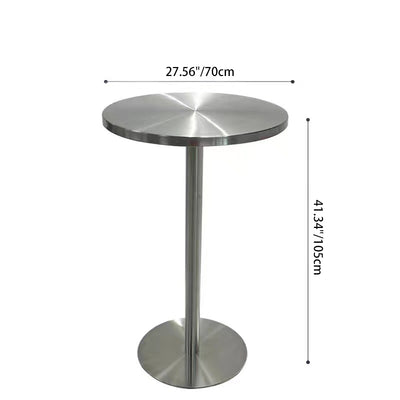 Ensemble de table basse ronde haute en acier inoxydable industriel contemporain et tabouret pour la cuisine et le salon 