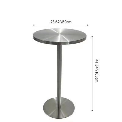 Ensemble de table basse ronde haute en acier inoxydable industriel contemporain et tabouret pour la cuisine et le salon 