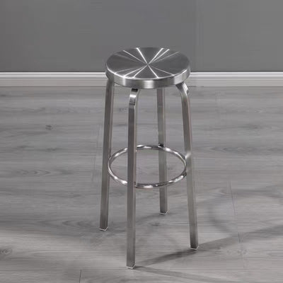 Ensemble de table basse ronde haute en acier inoxydable industriel contemporain et tabouret pour la cuisine et le salon 