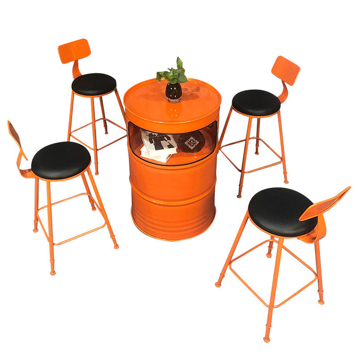 Table et ensemble de tabourets contemporains en forme de tambour industriel avec rangement et 2/4 sièges pour salon et cuisine 