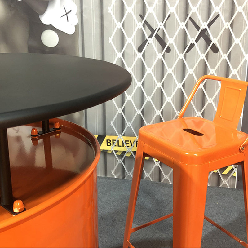 Table et ensemble de tabourets contemporains en forme de tambour industriel avec rangement et 2/4 sièges pour salon et cuisine 