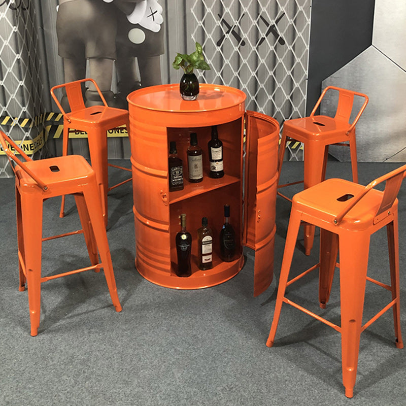 Table et ensemble de tabourets contemporains en forme de tambour industriel avec rangement et 2/4 sièges pour salon et cuisine 