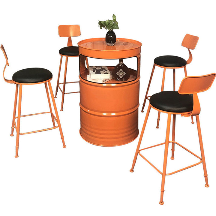 Table et ensemble de tabourets contemporains en forme de tambour industriel avec rangement et 2/4 sièges pour salon et cuisine 