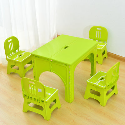 Table et ensemble de chaises pour enfants rectangulaires creux PP minimaliste moderne avec design pliable pour salle à manger ou salon 