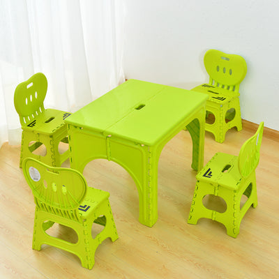 Table et ensemble de chaises pour enfants rectangulaires creux PP minimaliste moderne avec design pliable pour salle à manger ou salon 