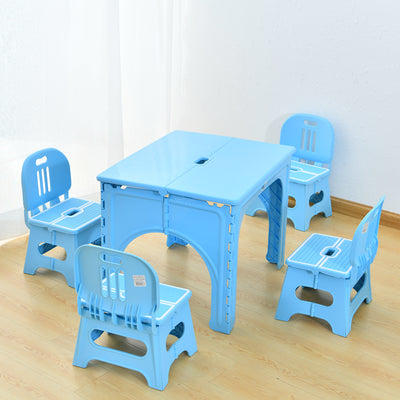 Table et ensemble de chaises pour enfants rectangulaires creux PP minimaliste moderne avec design pliable pour salle à manger ou salon 
