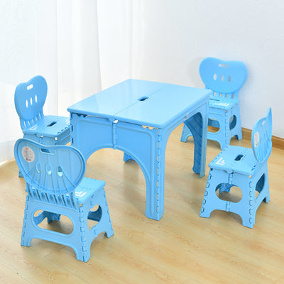 Table et ensemble de chaises pour enfants rectangulaires creux PP minimaliste moderne avec design pliable pour salle à manger ou salon 