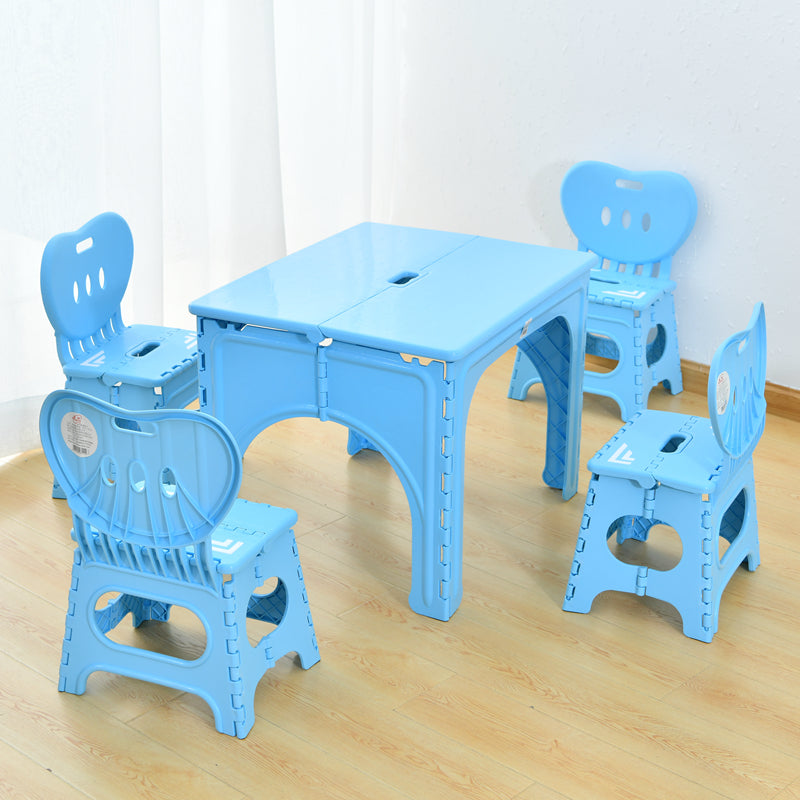 Table et ensemble de chaises pour enfants rectangulaires creux PP minimaliste moderne avec design pliable pour salle à manger ou salon 