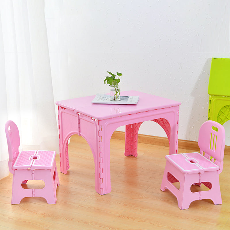 Table et ensemble de chaises pour enfants rectangulaires creux PP minimaliste moderne avec design pliable pour salle à manger ou salon 