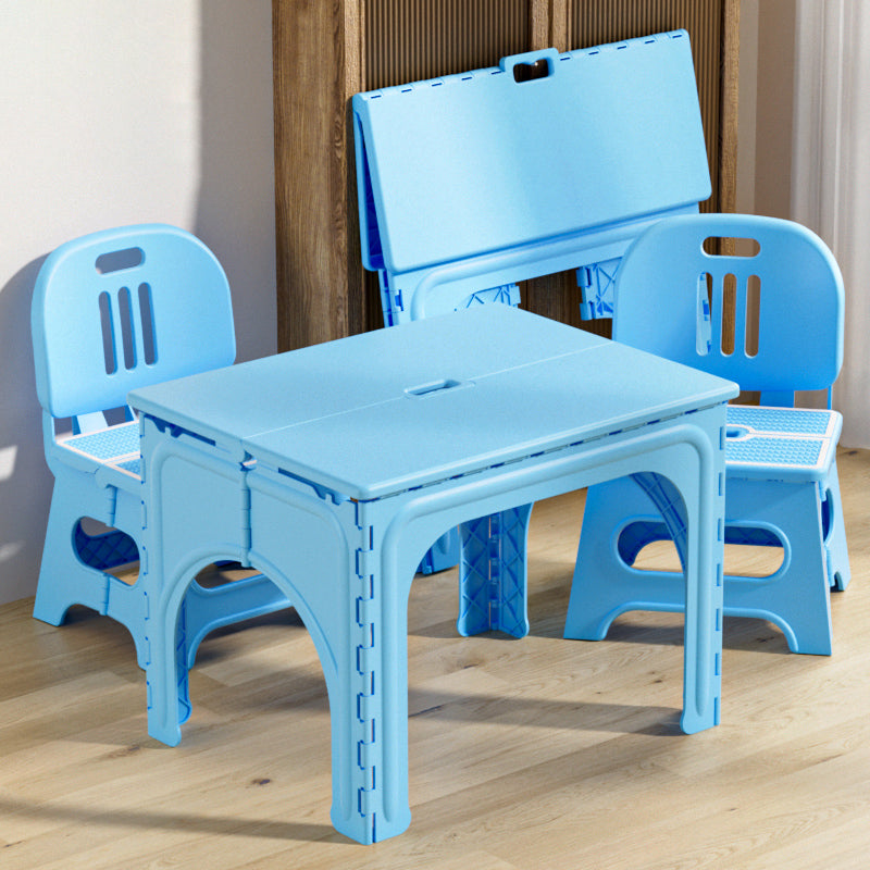 Table et ensemble de chaises pour enfants rectangulaires creux PP minimaliste moderne avec design pliable pour salle à manger ou salon 