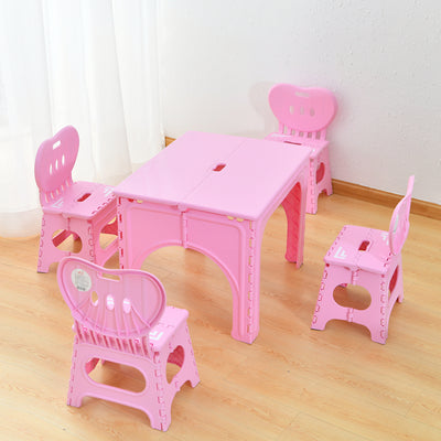 Table et ensemble de chaises pour enfants rectangulaires creux PP minimaliste moderne avec design pliable pour salle à manger ou salon 