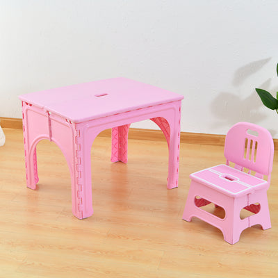 Table et ensemble de chaises pour enfants rectangulaires creux PP minimaliste moderne avec design pliable pour salle à manger ou salon 