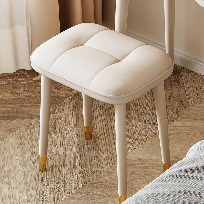 Ensemble de coiffeuse et tabouret moderne minimaliste en métal avec arche rectangulaire écologique avec miroir LED rabattable et 2 tiroirs pour chambre 