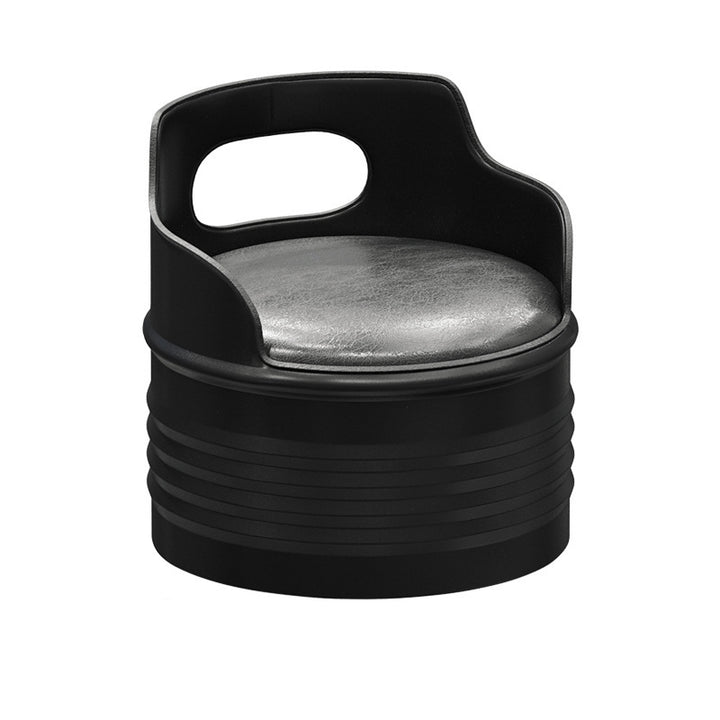 Table basse et ensemble de chaises contemporains en tambour industriel rond en fer avec cuir et éponge pour salle à manger 