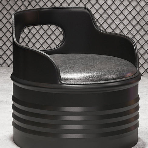 Table basse et ensemble de chaises contemporains en tambour industriel rond en fer avec cuir et éponge pour salle à manger 