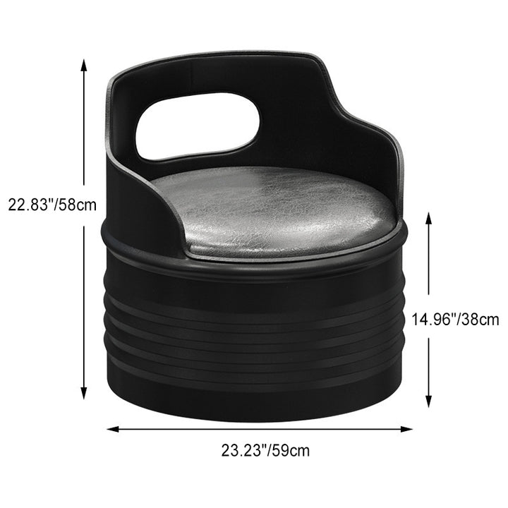 Table basse et ensemble de chaises contemporains en tambour industriel rond en fer avec cuir et éponge pour salle à manger 