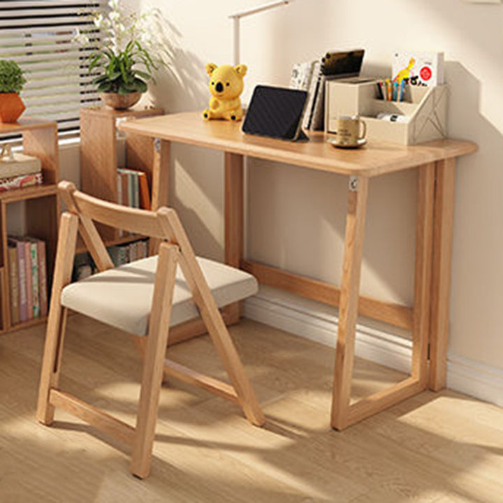 Modern Simplicity Rubber Wood Hardware Rectangular Foldable Desk &amp; Chair Set For Study