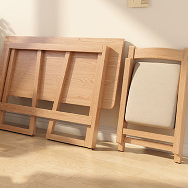 Modern Simplicity Rubber Wood Hardware Rectangular Foldable Desk &amp; Chair Set For Study