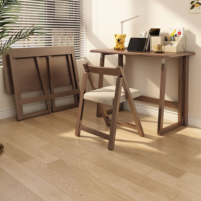 Modern Simplicity Rubber Wood Hardware Rectangular Foldable Desk &amp; Chair Set For Study