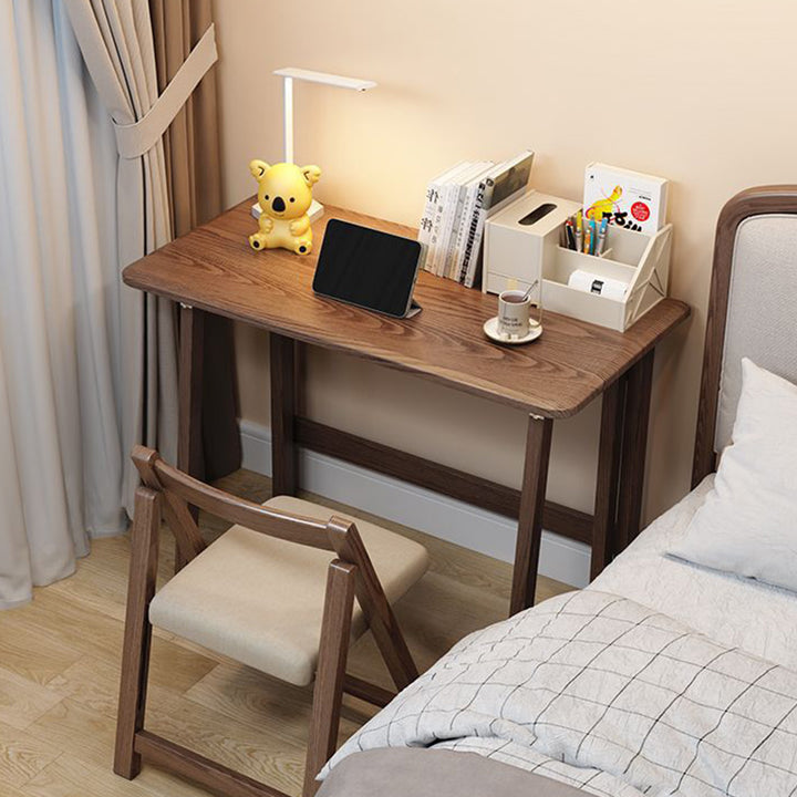 Modern Simplicity Rubber Wood Hardware Rectangular Foldable Desk &amp; Chair Set For Study