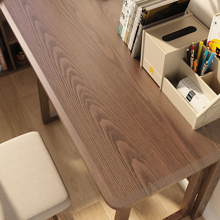 Modern Simplicity Rubber Wood Hardware Rectangular Foldable Desk &amp; Chair Set For Study
