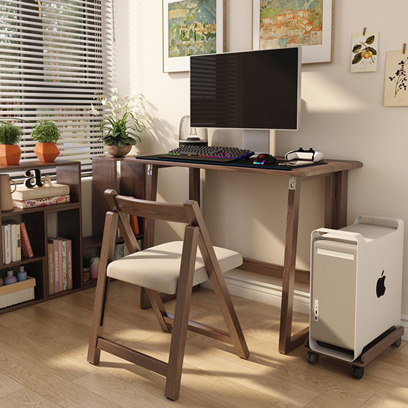 Modern Simplicity Rubber Wood Hardware Rectangular Foldable Desk &amp; Chair Set For Study