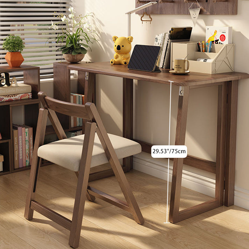 Modern Simplicity Rubber Wood Hardware Rectangular Foldable Desk &amp; Chair Set For Study