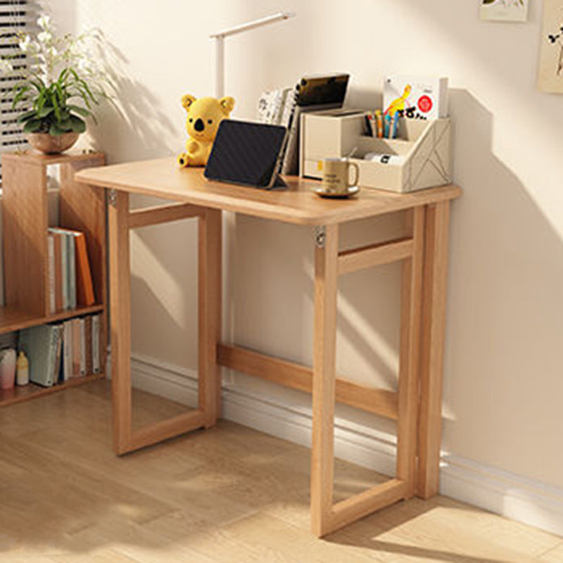 Modern Simplicity Rubber Wood Hardware Rectangular Foldable Desk &amp; Chair Set For Study