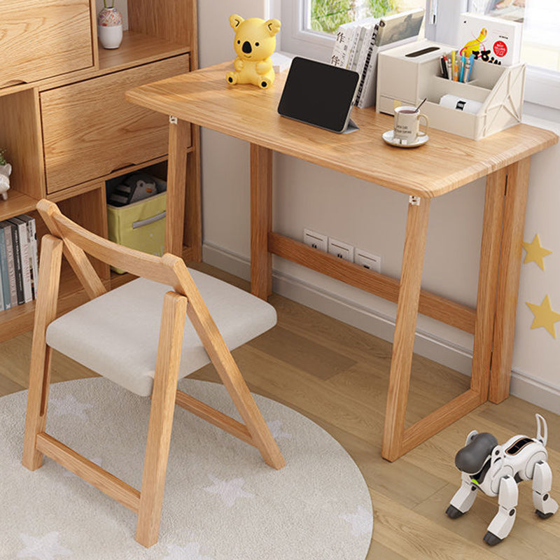 Modern Simplicity Rubber Wood Hardware Rectangular Foldable Desk &amp; Chair Set For Study