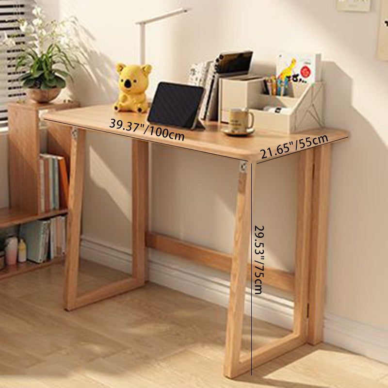 Modern Simplicity Rubber Wood Hardware Rectangular Foldable Desk &amp; Chair Set For Study
