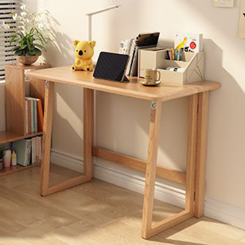 Modern Simplicity Rubber Wood Hardware Rectangular Foldable Desk &amp; Chair Set For Study