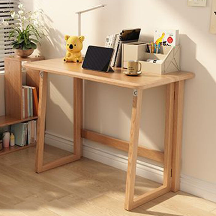 Modern Simplicity Rubber Wood Hardware Rectangular Foldable Desk &amp; Chair Set For Study